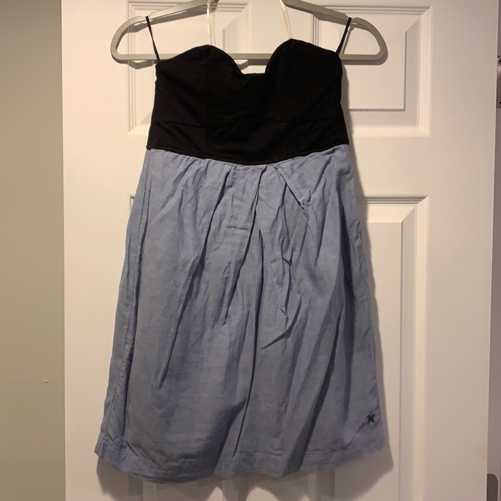 Hurley black chambray strapless dress